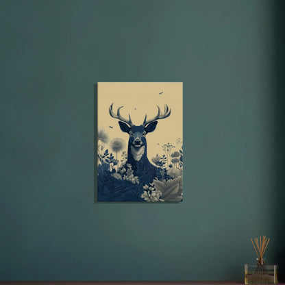 Majestic Stag in Bloom canvas wall art with serene botanical design for peaceful interiors.